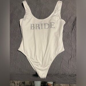 Bride rhinestone one piece bathing suit